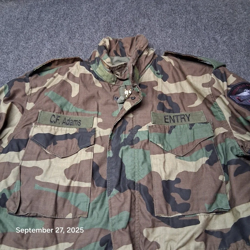 Coat Cold Weather Mans Field Jacket Camouflage Size Medium Regular‎ Patched